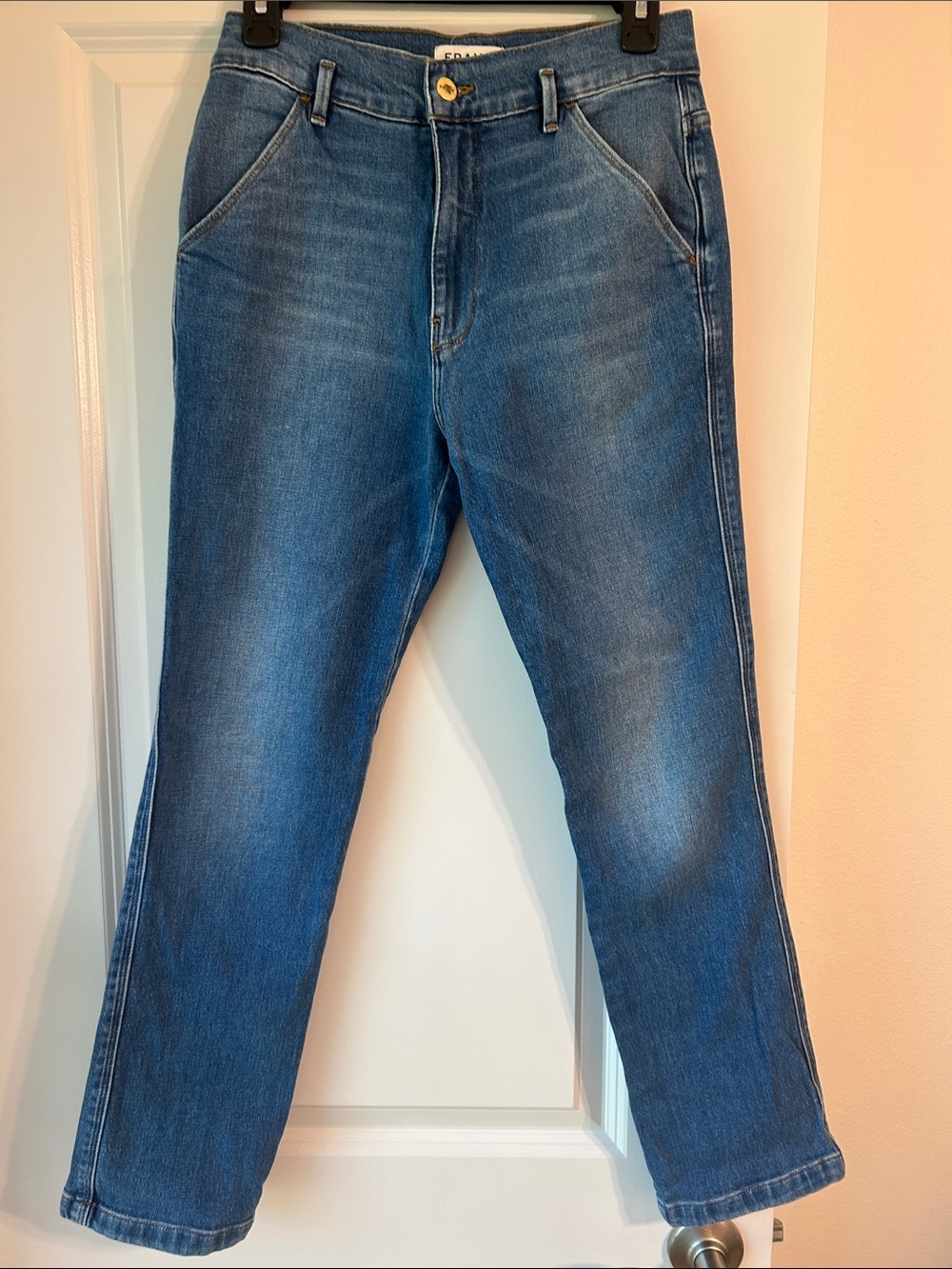 Frame Denim Straight-Leg Blue Jeans